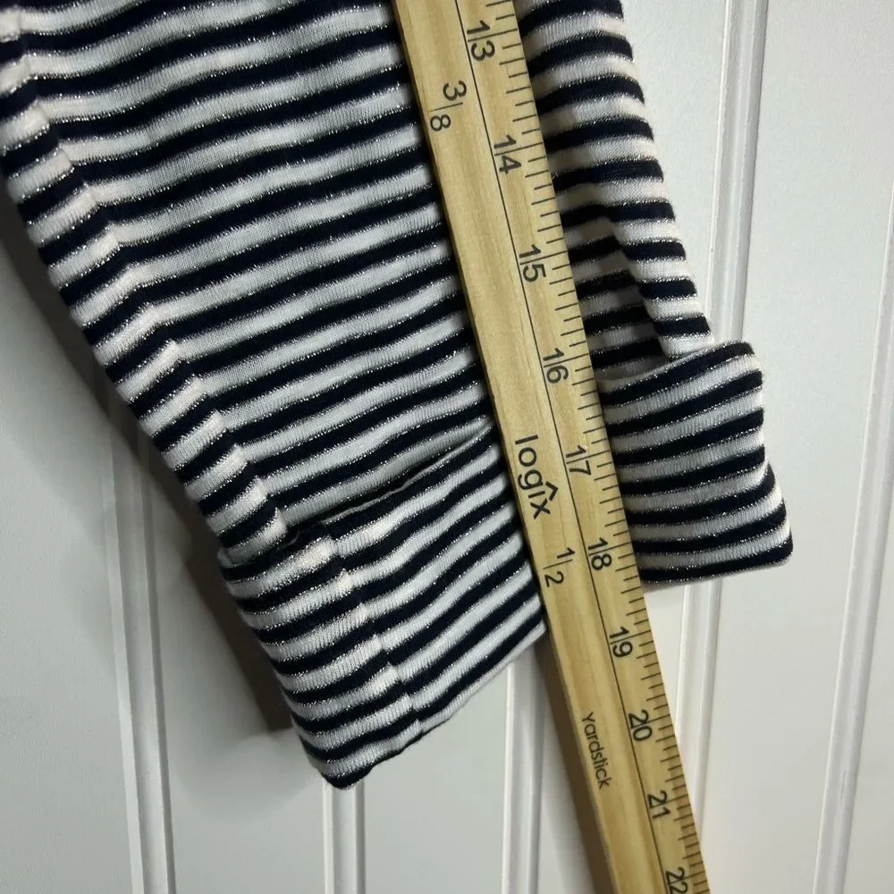 Chico's women Black and White Striped Top with Metallic Accents.cotton modal .